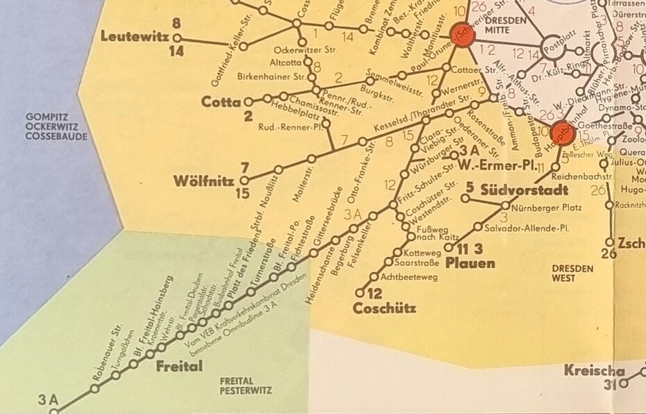 Dresdner Netzplan Strab mit 3A 1975