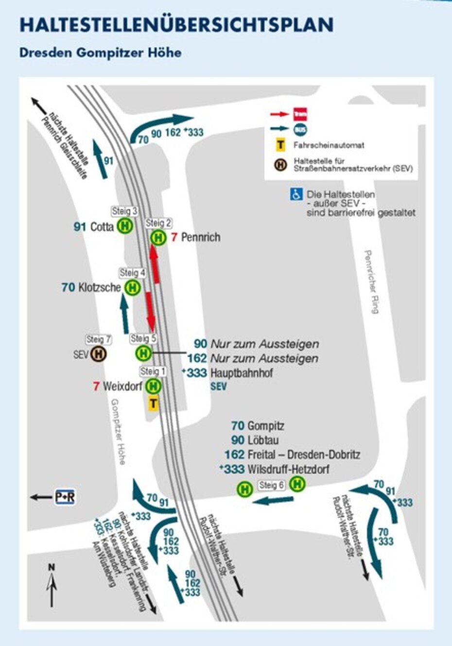 Plan der Übergangsstelle Gompitzer Höhe