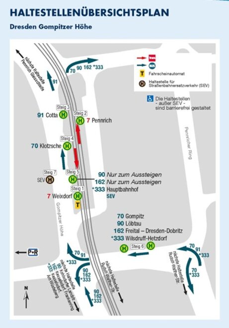 Plan der Übergangsstelle Gompitzer Höhe