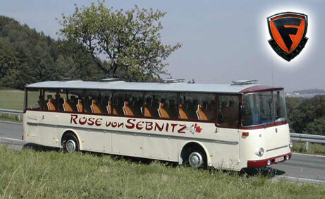 Oldtimerbus Fleischer mit Logo