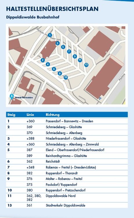 Plan der Übergangsstelle Dippoldiswalde