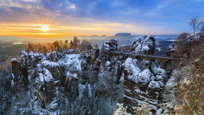 Foto der Bastei im Winter