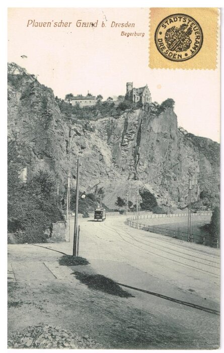 Ansichtskarte mit Straßenbahn