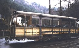 Wagen der Kirnitzschtalbahn in der Rekonstruktion