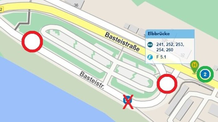 Übersicht der Haltestellen Bad Schandau Elbbrücke