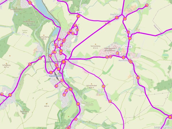 alle Linien in Dippoldiswalde auf Plan
