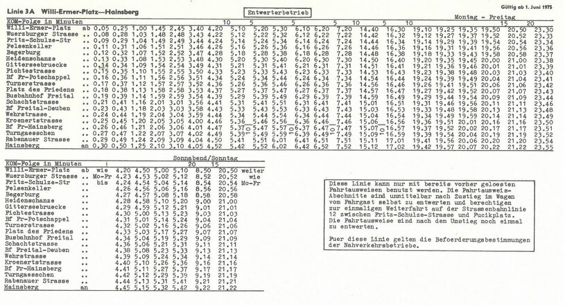 historisches Foto Fahrplan