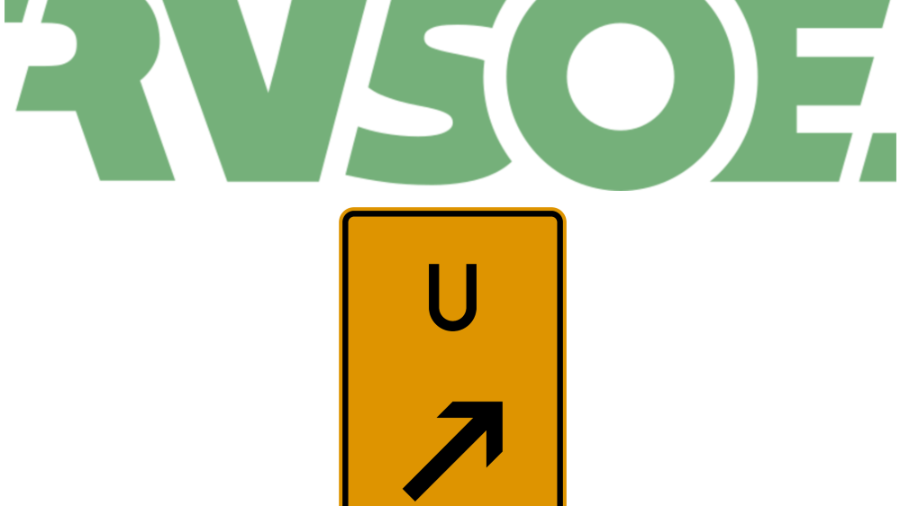 Verkehrsschild Umleitung nach rechts oben