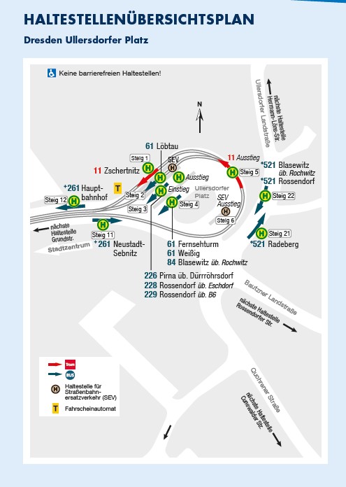 Plan der Übergangsstelle Ullersdorfer Platz