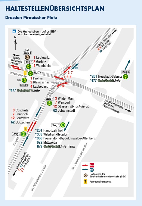 Plan der Übergangsstelle Pirnaischer Platz